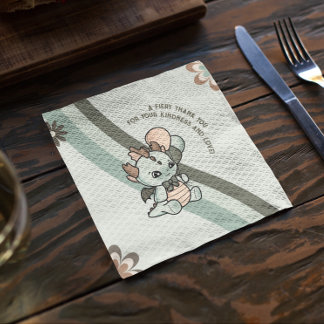 Serviette En Papier Pastel Retro Green Orange Balloons Baby Dragon