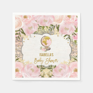 Serviette En Papier Pastel Rose Floral Vintage voyage Baby Girl Douche
