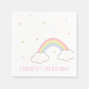 Serviette En Papier Pastel simple personnalisé Rainbow Cake Anniversai