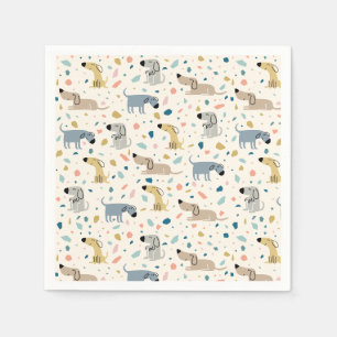 Serviette En Papier Pastel Terrazzo Funny Mignonne Chien Motif plaque 