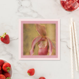 Serviette En Papier Pastel Texté Lady Slipper Orchid Napkin