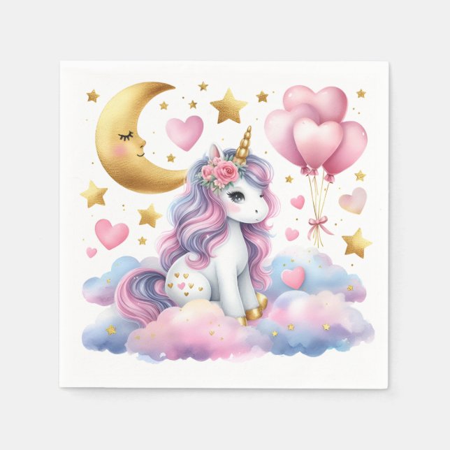 Serviette En Papier Pastel Unicorn (Devant)