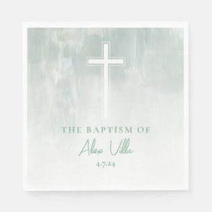 Serviette En Papier Pastel Vert Aquarelle Baptême serviettes
