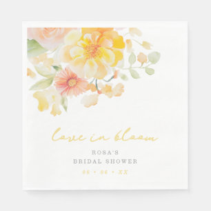 Serviette En Papier Pastel Yellow Love in Bloom Fête des mariées