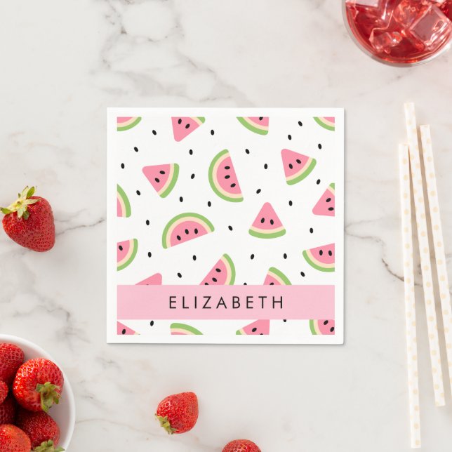 Serviette En Papier Pastèque Rose, Pâtes De Pâques, Votre Nom (En situation)