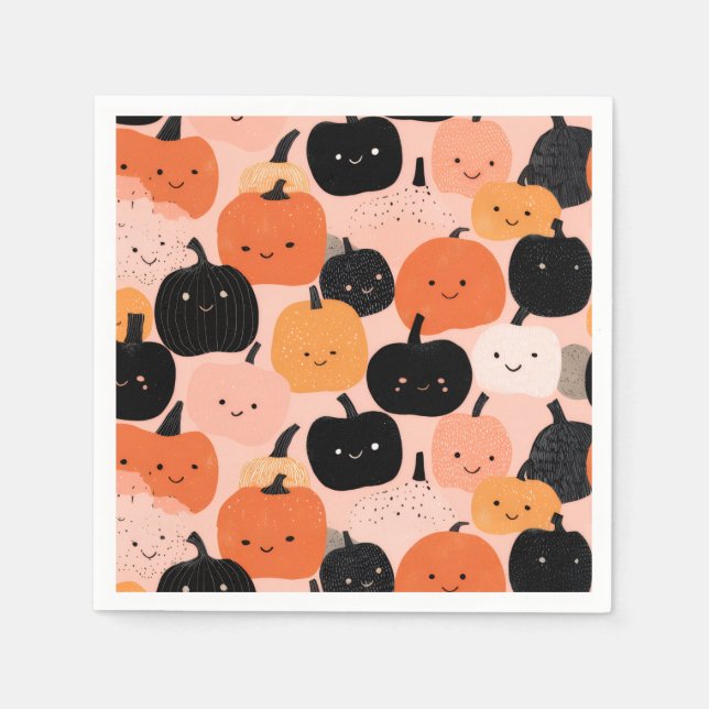 Serviette En Papier Patch Citrouille Halloween (Devant)