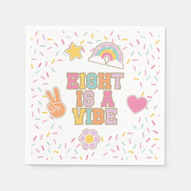 Serviette En Papier Patch Preppy Eight est un Vibe 8th Birthday (Devant)