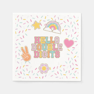 Serviette En Papier Patch Preppy Hello Double chiffres 10e anniversair