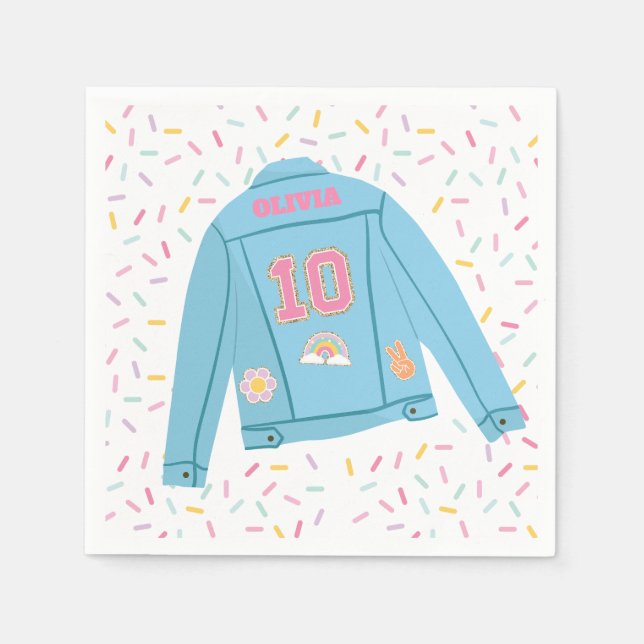 Serviette En Papier Patch Preppy Jean Jacket 10e anniversaire (Devant)