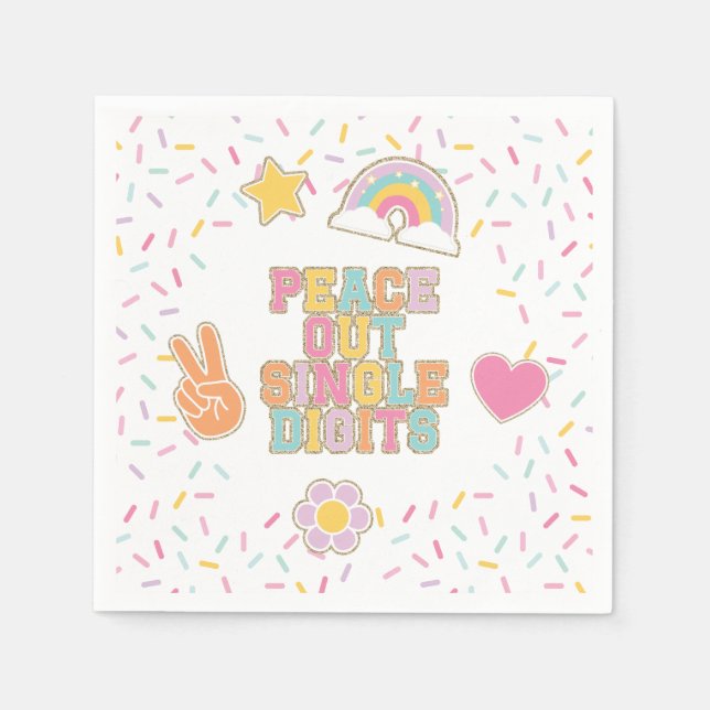 Serviette En Papier Patch Preppy Peace Out Chiffres simples 10e annive (Devant)