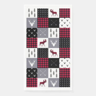 Serviette En Papier Patchwork de Buffalo Rustique Plaid Rouge Blanc No