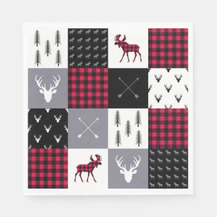 Serviette En Papier Patchwork de Buffalo Rustique Plaid Rouge Blanc No
