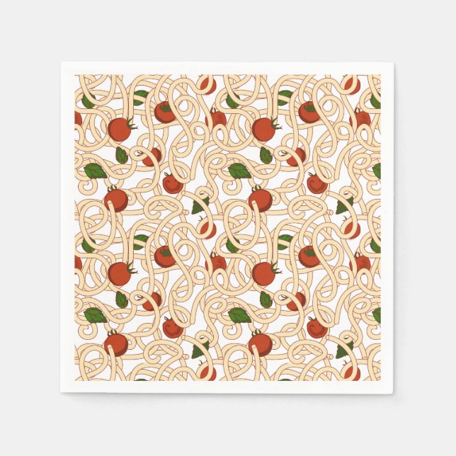 Serviette En Papier Pâtes de spaghetti Cuisine italienne avec tomate (Devant)