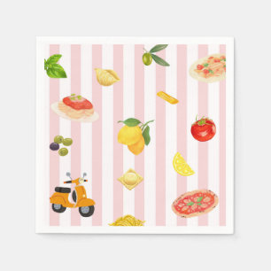 Serviette En Papier Pâtes Pizza Citron La Dolce Vita Italien