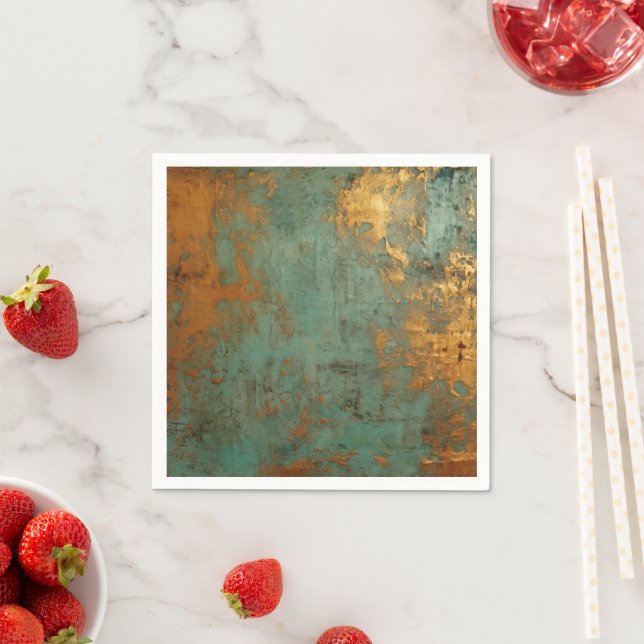 Serviette En Papier Patina de cuivre métallique rustique (En situation)