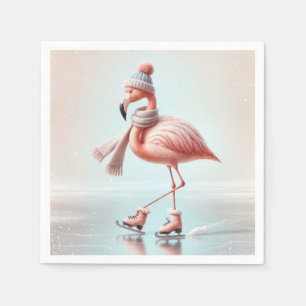 Serviette En Papier Patinage sur glace Flamant rose rose