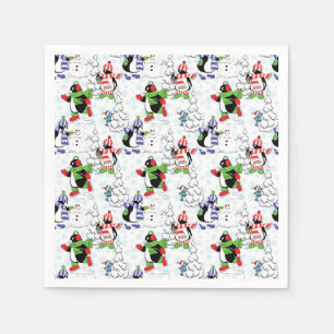 Serviette En Papier Patinage sur glace sur pingouin de Noël