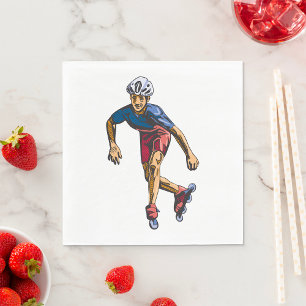Serviette En Papier Patineur en ligne Cool Rollerblading Rétro