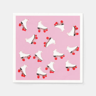 Serviette En Papier Patins à rouleaux blancs Cocktail Napkin