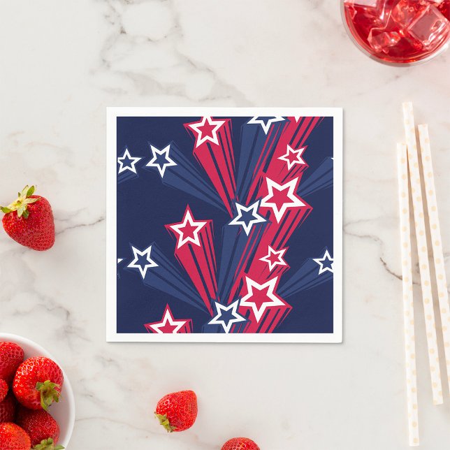 Serviette En Papier Patriotique 4 juillet Étoiles Rouge Blanc Et Bleu (Créateur téléchargé)