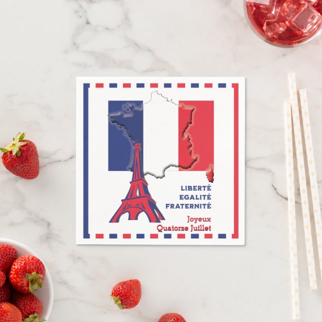 Serviette En Papier Patriotique BASTILLE DAME Carte postale Drapeau Fr (En situation)