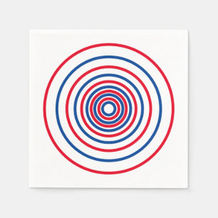 Serviette En Papier Patriotique rouge blanc cercles bleu rayé vacances