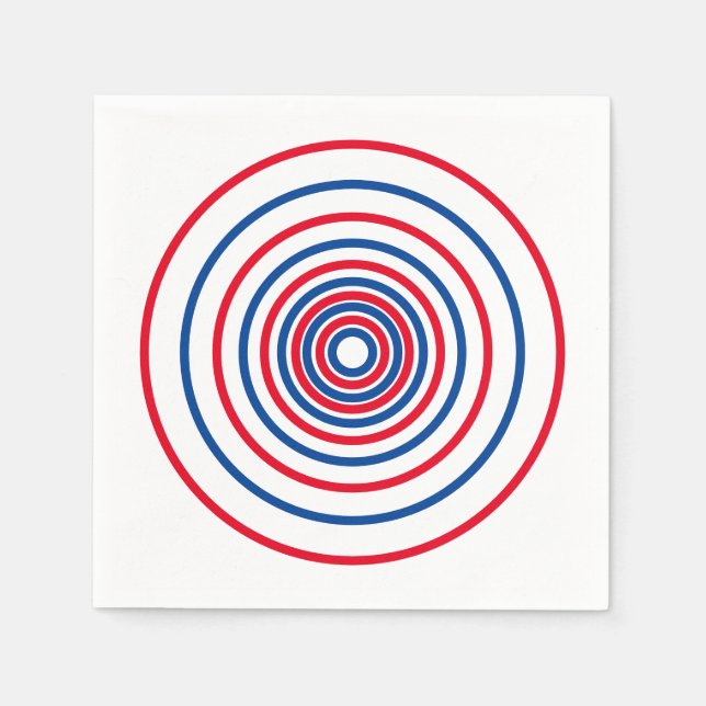 Serviette En Papier Patriotique rouge blanc cercles bleu rayé vacances (Devant)