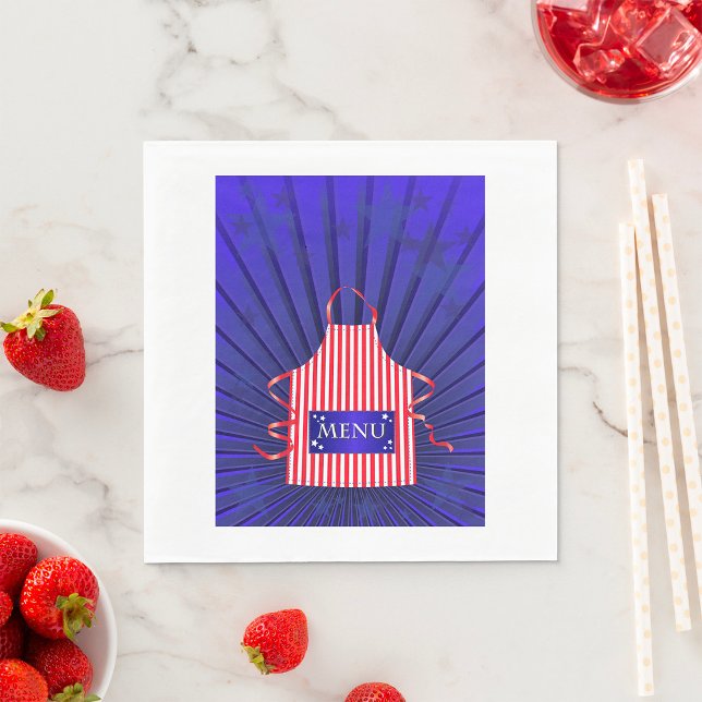 Serviette En Papier Patriotique USA Chef Rouge Blanc Bleu BBQ Cuisine (Créateur téléchargé)