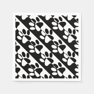 Serviette En Papier Patrouilles Et Rayures De Chien Noir Et Blanc