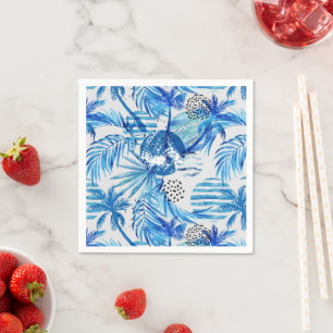 Serviette En Papier Pattern de Bright Blue Tropical Watercolor