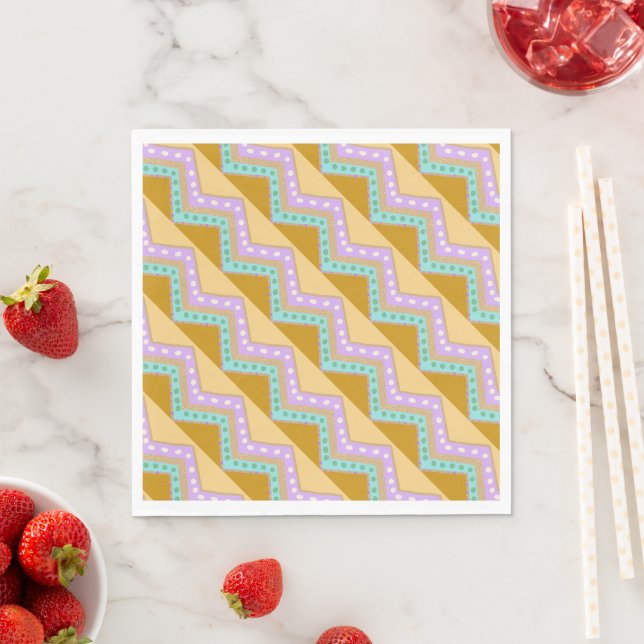 Serviette En Papier Pattern Pastel Easter Zig Zag (En situation)