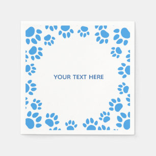 Serviette En Papier Pattes de chien personnalisées bleu et blanc
