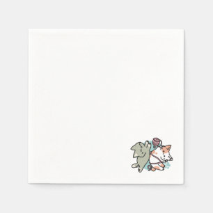 Serviette En Papier Pattounes et Jeux – Illustration de Chat Adorable