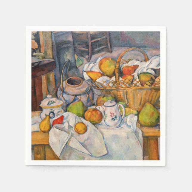 Serviette En Papier Paul Cezanne - La vie morte avec panier (Devant)
