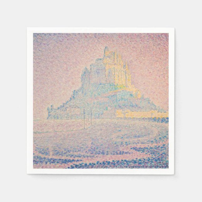 Serviette En Papier Paul Signac - Mont Saint Michel Fog et Soleil (Devant)