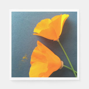 Serviette En Papier Pavot de Californie en bleu