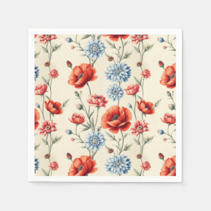 Serviette En Papier Pavot et Dahlia de Campagne Française