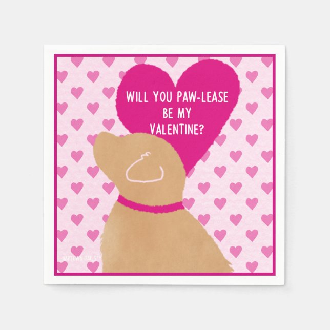 Serviette En Papier Paw-lease Be My Valentine Paper Napkin (Devant)