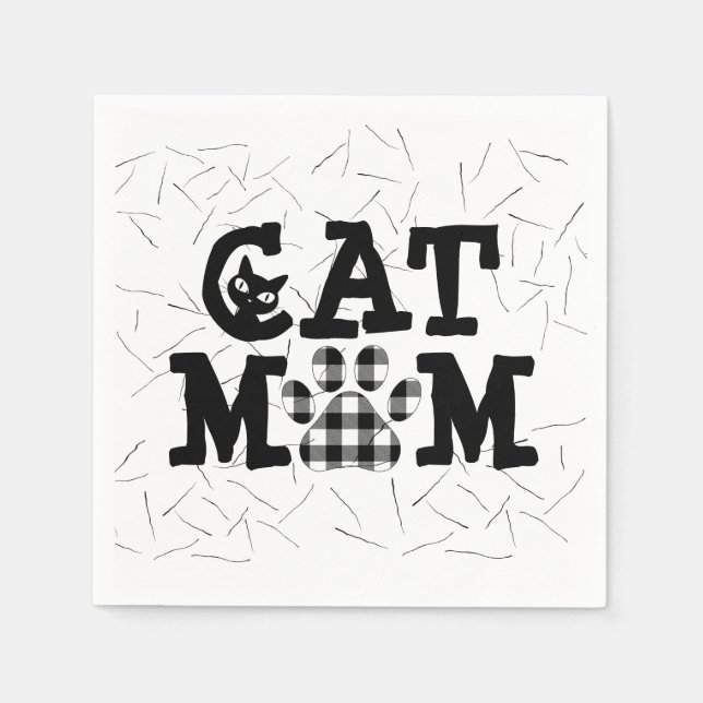 Serviette En Papier Pawprint maman chat avec poils de chat (Devant)