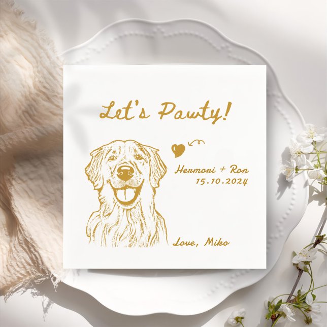 Serviette En Papier Pawty Minimalist Funny Chien Simple Mariage (Créateur téléchargé)
