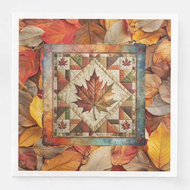Serviette En Papier Pays Automne Feuilles Papier Napkin (Devant)