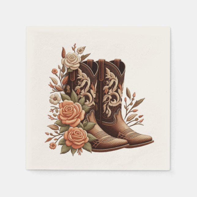 Serviette En Papier Pays élégant moderne Occidental- Fleurs (Devant)