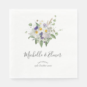 Serviette En Papier Pays Fleurs sauvages Vert Posy Mariage