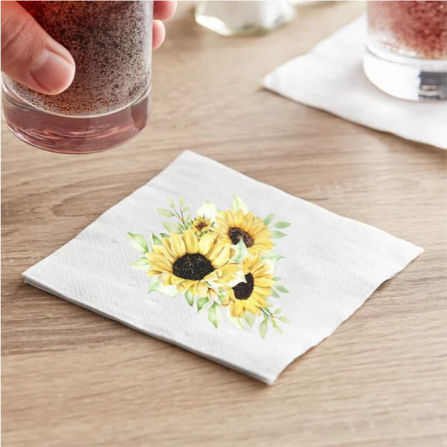 Serviette En Papier Pays Floral Eau d'été Tournesol jaune (Créateur téléchargé)