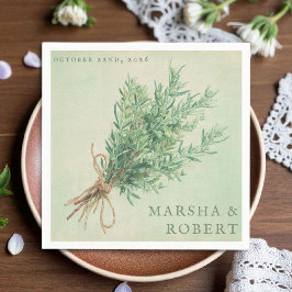 Serviette En Papier Pays Français Rosemary Rustique Mariage Napkin