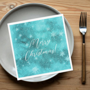 Serviette En Papier Pays merveilleux d'hiver turquoise Cool Aquarelle
