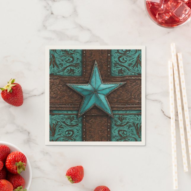 Serviette En Papier Pays occidental rustique Cow-boy Texas Lone Star (En situation)
