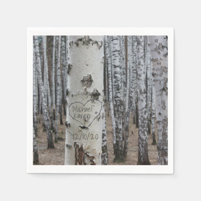 Serviette En Papier Pays personnalisé Noms sculptés rustiques dans le  (Devant)