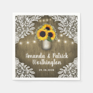 Serviette En Papier Pays Russe Tournesol Mason Jar Mariage serviettes