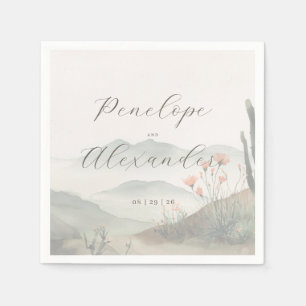 Serviette En Papier Paysage à l'aquarelle pastel serein